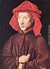 Jan Van Eyck Canvas Paintings - Portrait of Giovanni Arnolfini